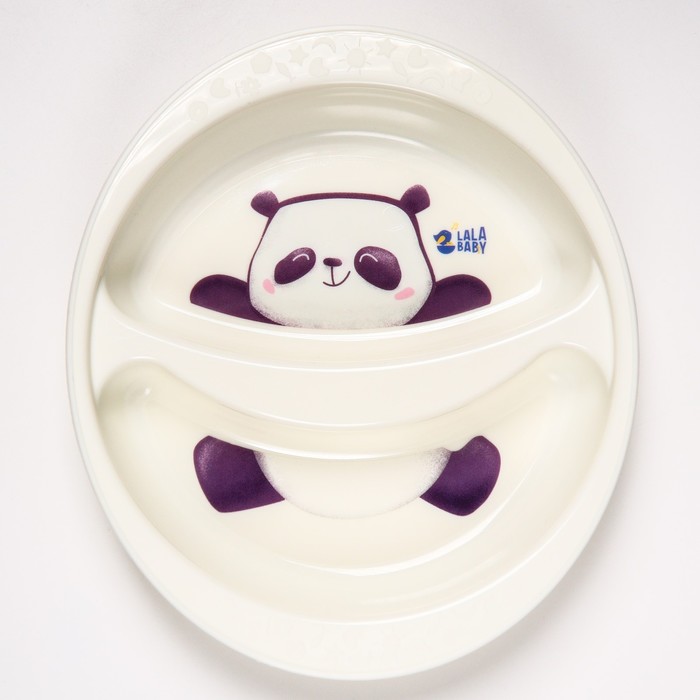 47 8646660 88 1158534. Тарелка двухсекционная LALABABY Play with me Panda. Тарелка детская Панда. Тарелка детская для детей двухсекционная. Тарелка "Панда", 20x3.5 см.